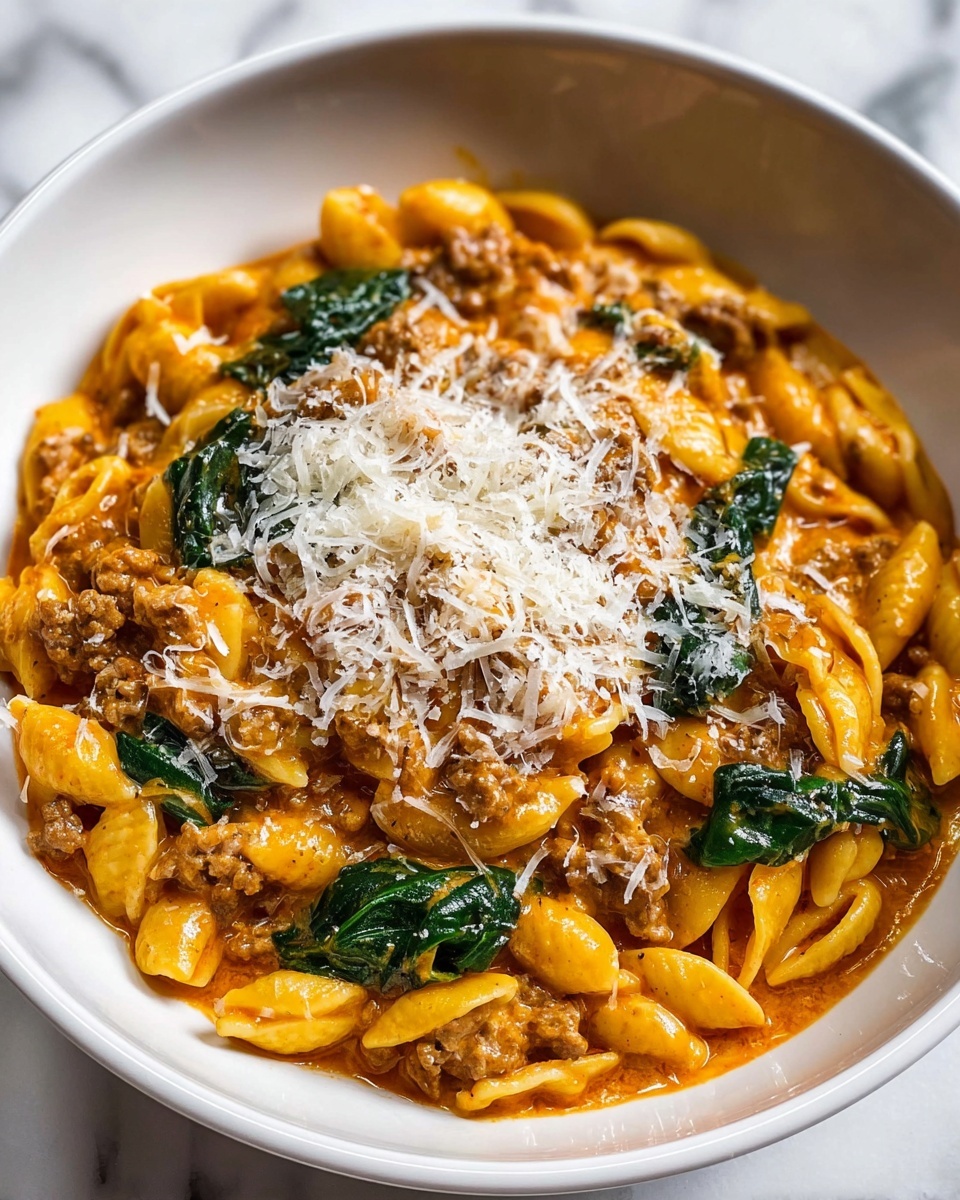 Ground Beef Orzo with Tomato Cream Sauce Recipe - Recipe Image