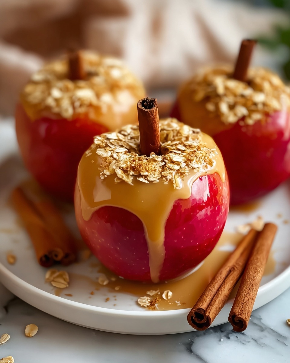 Cinnamon Oatmeal Stuffed Apples with Vanilla Custard Sauce Recipe - Recipe Image