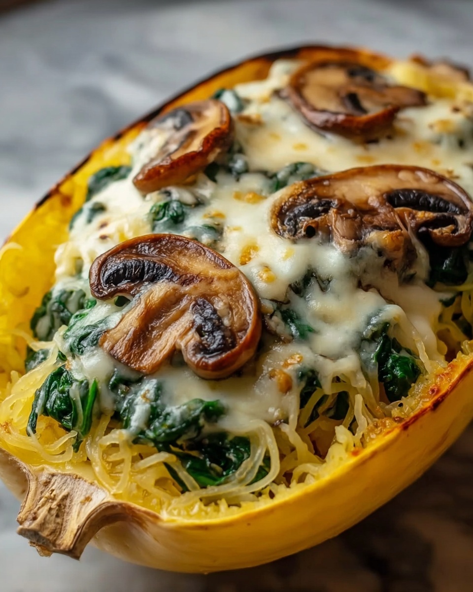 Creamy Spinach and Mushroom Stuffed Spaghetti Squash Recipe - Recipe Image