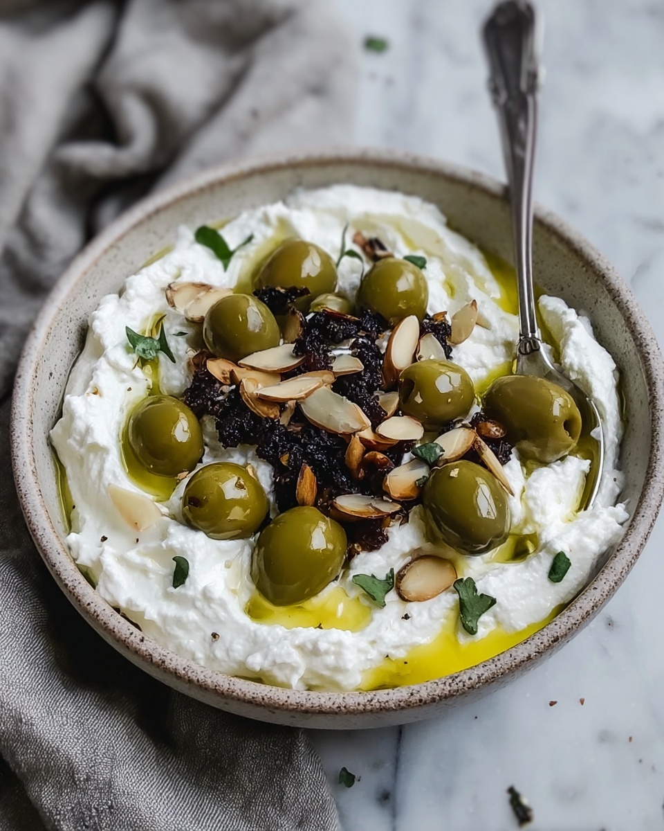 Ricotta with Crushed Olives, Almonds & Lemon Recipe - Recipe Image