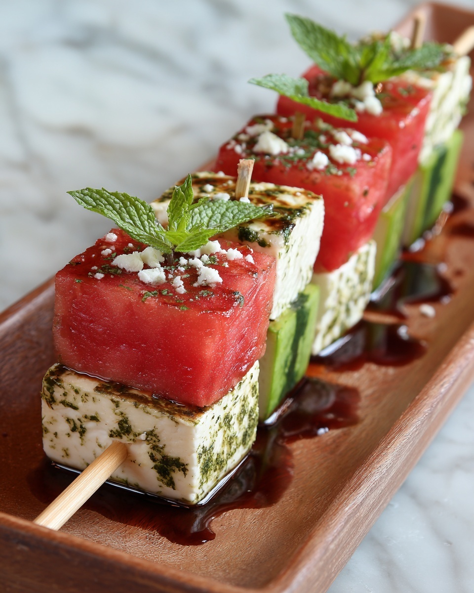 Watermelon Cucumber Feta Skewers: The Best 10-Minute Appetizer Recipe - Recipe Image