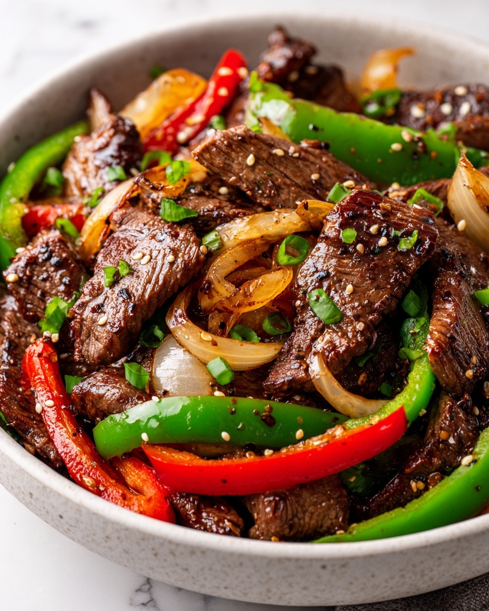 Sizzling Chinese Pepper Steak with Onions Recipe - Recipe Image
