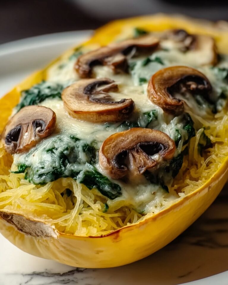 Creamy Spinach and Mushroom Stuffed Spaghetti Squash Recipe