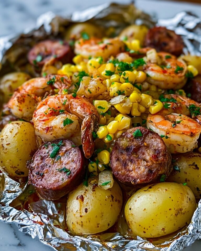 Shrimp, Corn, Potatoes, and Smoked Sausage Foil Pack Recipe