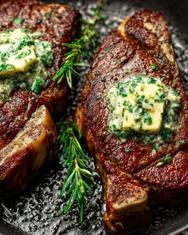 Air Fryer Ribeye Steak with Garlic Butter Recipe