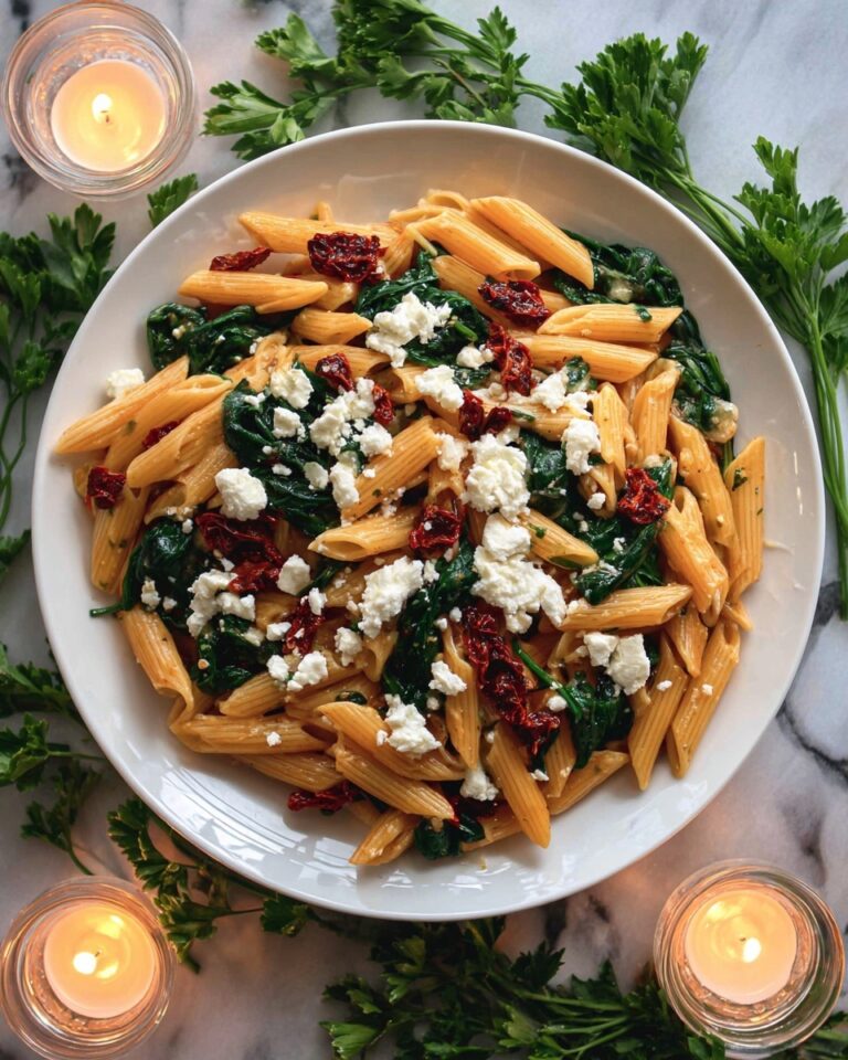 Pasta with Spinach and Feta Cheese Recipe